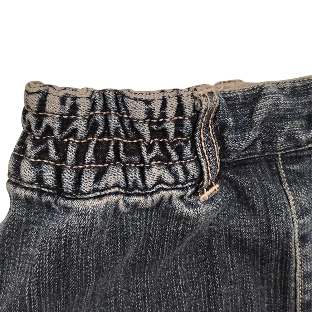 VTG Y2K SagHarbor Sport Women's Sz 16 Jean Denim Pleated Floral Embroider Skirt